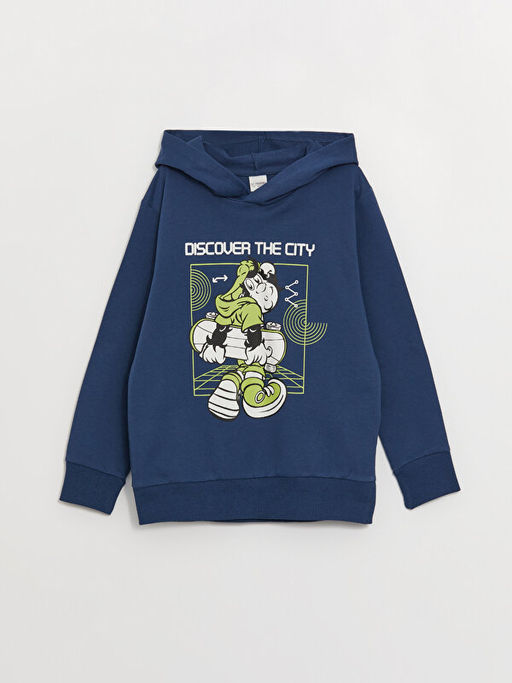 Nostaljik Maymun Bask?l? Uzun Kollu Erkek ?ocuk Hoodie