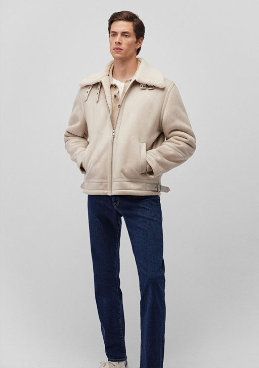 Beyaz Suni Deri Ceket - Mavi фото 2