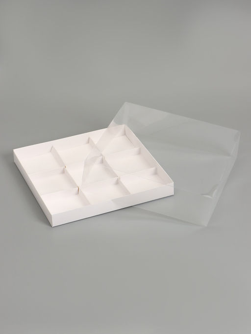 Коробка для муссовых пирожных 9 штук 30×30×8, Белый