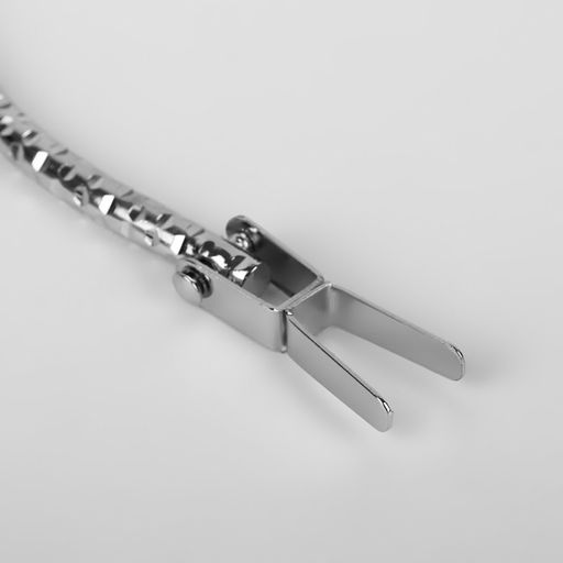 Ручка для сумки «Рифлёная рамка», металлическая, на прокол, 13×9 см, цвет серебряный