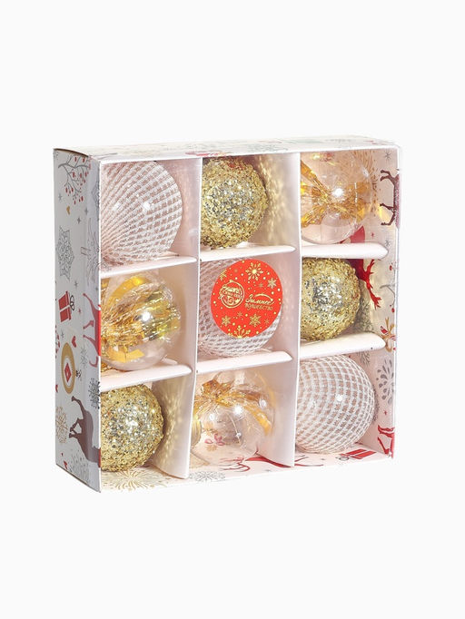 Ёлочные игрушки Капризы зимы, шары новогодние, d=6 см, 9 шт. золото - Зимнее волшебство фото 17