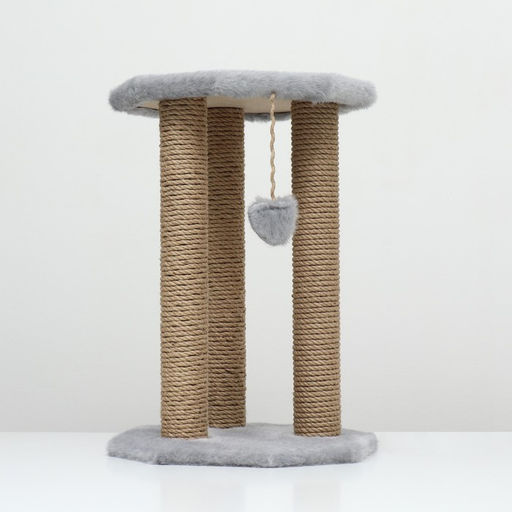 Когтеточка Ротонда с игрушкой, джут 35 х 35 х 50 см, серая - Пижон фото 3
