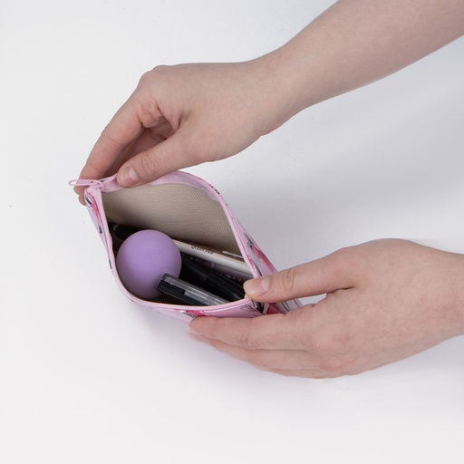 Цена за 3 шт. Косметичка - пенал на молнии, плоская, с рисунком, розовая - Simaland фото 3