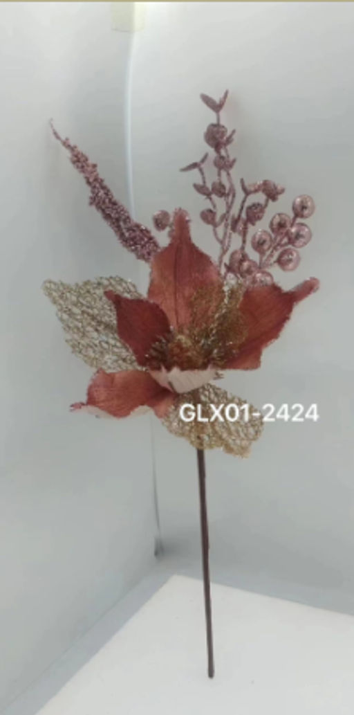 Цена за 1 шт. Цветок декоративный Пуансеттия 43 см / GLX01-2424 /уп 480/Новый год