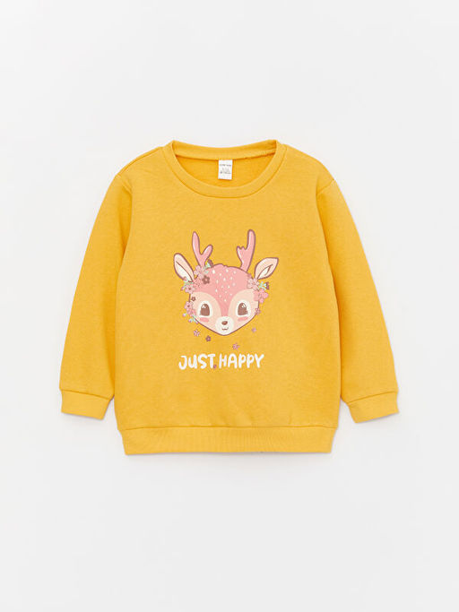 Bisiklet Yaka Uzun Kollu Bask?l? K?z Bebek Sweatshirt 2li - Waikiki фото 2