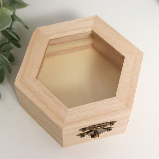 Шкатулка для росписи дерево «Многогранник со стеклянной вставкой», для творчества, декора, 10×9×4.5 см