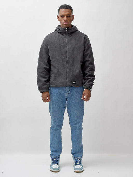 Куртка из вельвета мужская демисезонная темно-серого цвета 25336TC