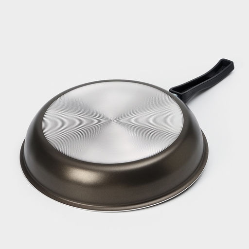 Сковорода «Классика атлас», d=26 см, пластиковая ручка, стеклянная крышка, антипригарное покрытие, алюминий, коричневая
