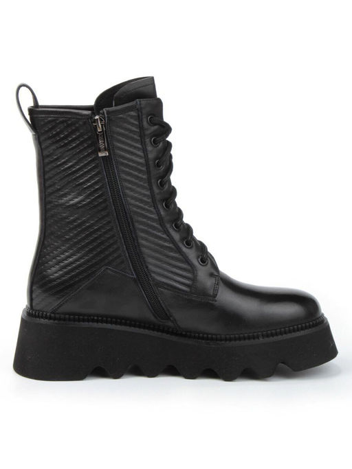 01-C1112-1 BLACK Ботинки демисезонные женские (натуральная кожа, байка)