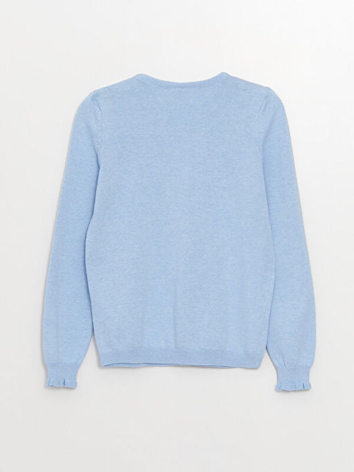 Bisiklet Yaka Bask?l? Uzun Kollu K?z ?ocuk Triko Kazak - Waikiki фото 2