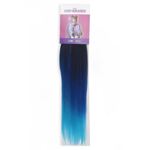 SIM-BRAIDS Канекалон трёхцветный, гофрированный, 65 см, 90 гр, цвет голубой/синий/чёрный(#FR-34) - Queen fair фото 3