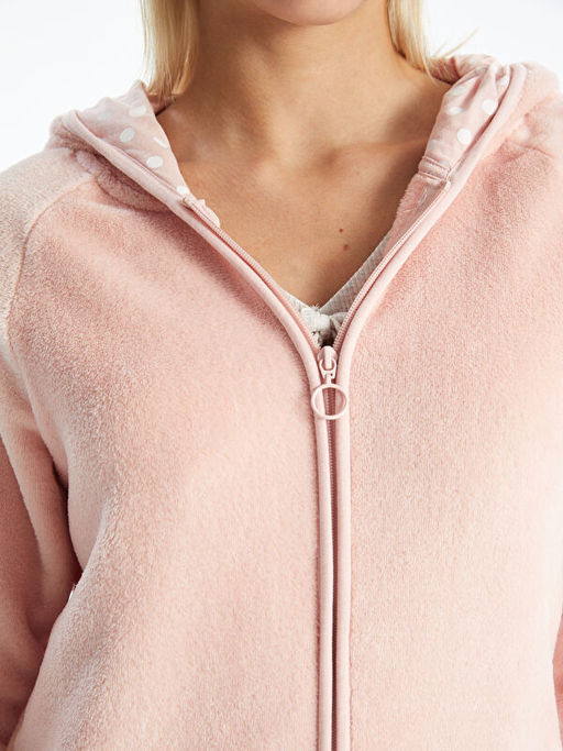 Kap??onlu D?z Uzun Kollu Kad?n Pel?? Pijama ?st