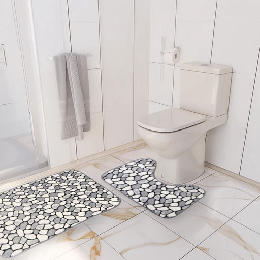 Коврики для ванной и туалета Доляна «Галька», 2 шт., 40×49 см, 50×80 см