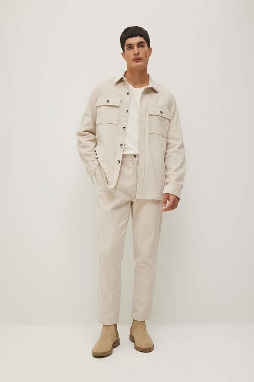 Вельветовая куртка-рубашка стандартного кроя с воротником-поло и длинными рукавами - Defacto фото 2