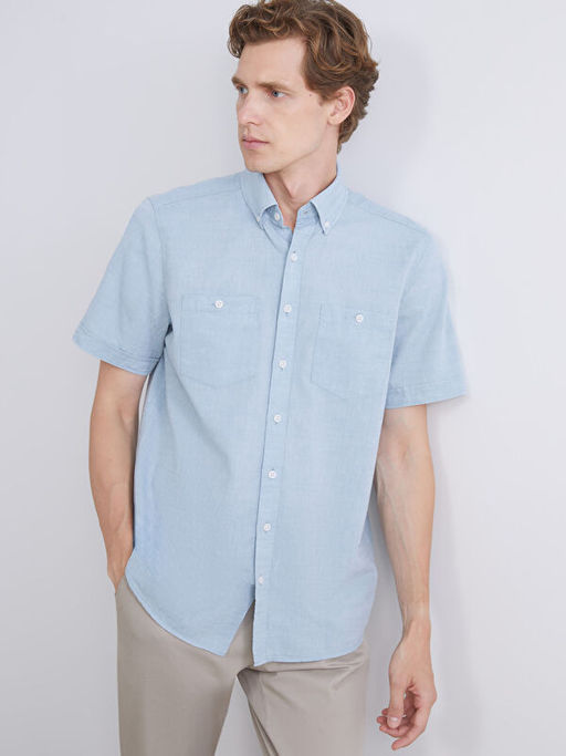 Regular Fit K?sa Kollu Poplin Erkek G?mlek