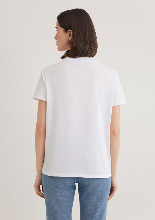 Ucgen Bask?l? Beyaz Istanbul Tisort - Mavi фото 5