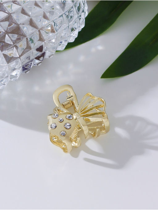 Цена за 6 шт. Крабик для волос «Оливия», бант, 2.5 см, золото