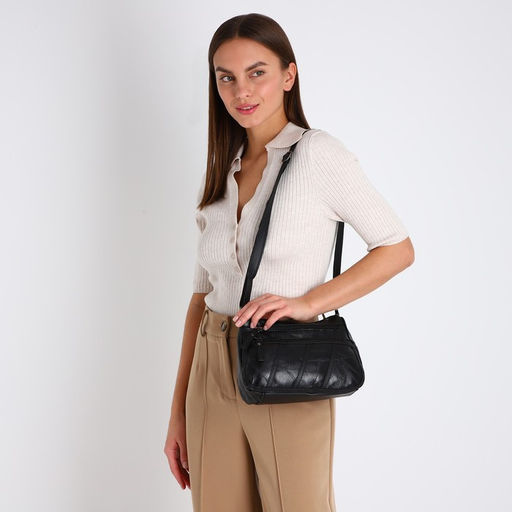 Сумка женская на одно плечо, на молнии, цвет чёрный - Simaland фото 2