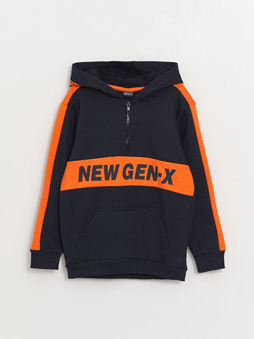 Renk Bloklu Uzun Kollu Erkek ?ocuk Hoodie