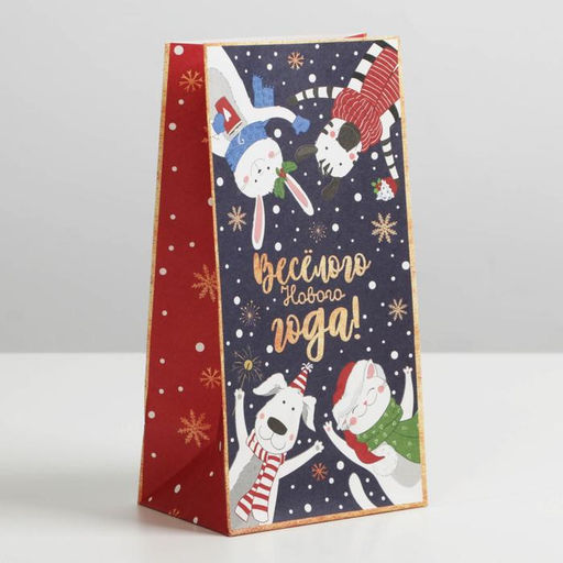 Цена за 10 шт. Пакет без ручек «Новогоднее время», 10×19.5×7 см