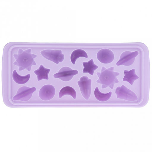 Форма для льда пластмассовая (мармелада) "Космос - 17 штук" 25х11см h3,2см, цвета в ассортименте: сиреневый, белый, голубой, в п/эт пакете (Китай)