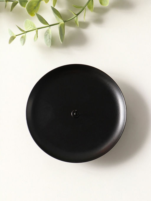 Металлический подсвечник плоский «Чашка на подставке», 10 см, чёрный