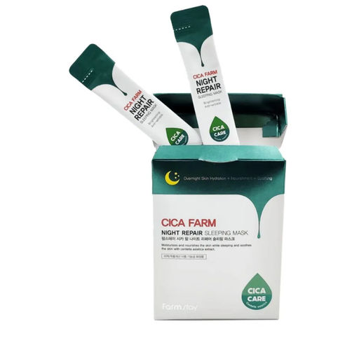 Маска ночная в саше с центеллой азиатской Cica Farm Night Repair Sleeping Mask 4 мл*20 шт - Aopen фото 4