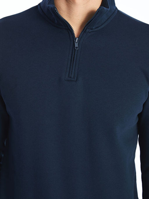 Dik Yaka Uzun Kollu Erkek Kal?n Sweatshirt