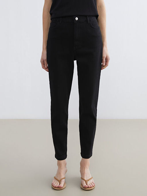 Beli Lastikli Slim Mom Kad?n Jean Pantolon