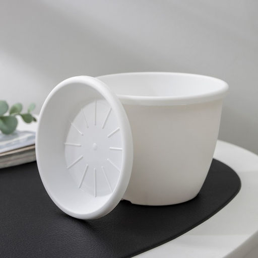 Цена за 2 шт. Горшок для цветов с поддоном Альтернатива «Афина», 500 мл, пластиковый, белый