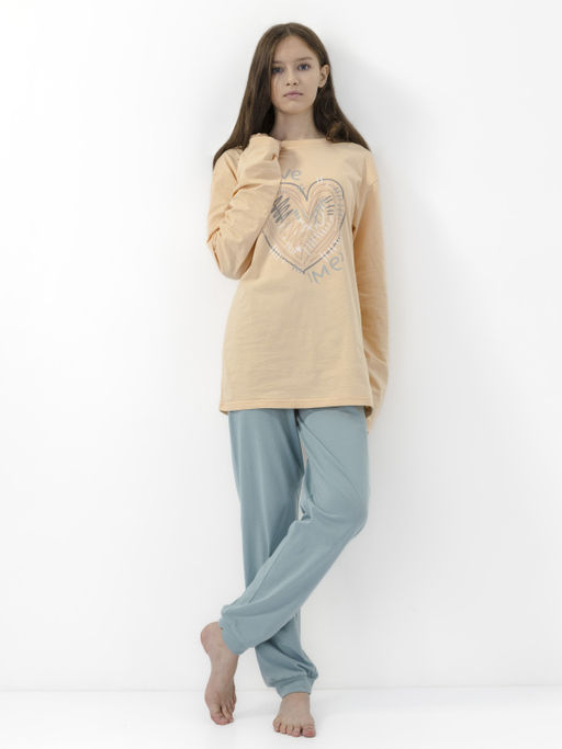 CHILLEASY 170013C-19 Пижама для девочки (футболка с длинным рукавом, брюки), Полынь