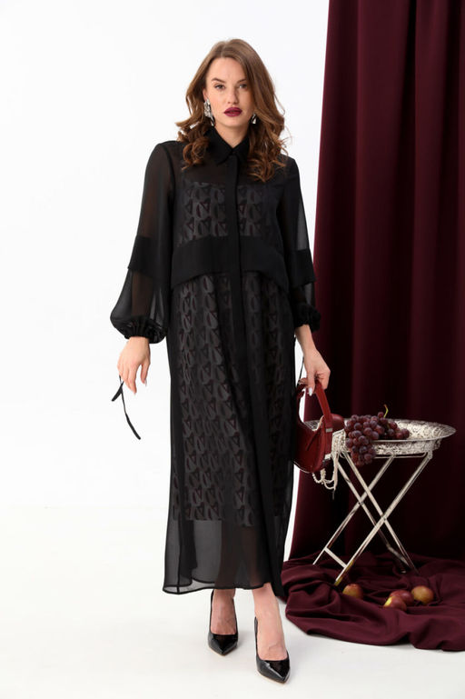 Платье NIKVA н943-1 чёрный+бургунди ромбы  фото 3