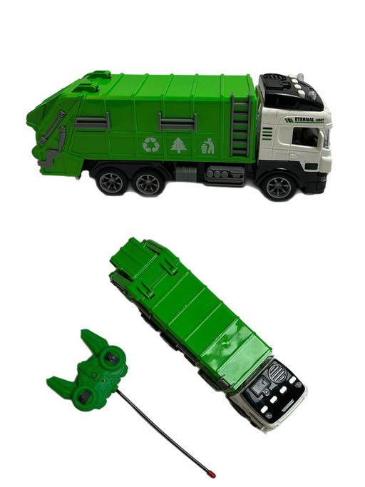 Р/У на аккумул. "JT TOYS" 31см (1:16) "Мусоровоз" (JT658) USB и 220V; кнопка "Demo", свет фар и звук; вручную откр. контейнер и подн. кузов