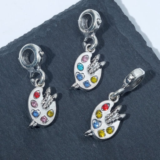 Цена за 3 шт. Подвеска «Палитра художника», цветная в серебре