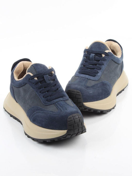 04-PCML26-3 BLUE Кроссовки демисезонные женские (натуральная замша, натуральная кожа, текстиль)