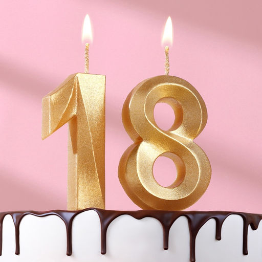 Цена за 2 шт. Свеча в торт юбилейная «Грань» (набор 2 в 1), цифра 18, цифра 81, золотой металлик, 6.5 см