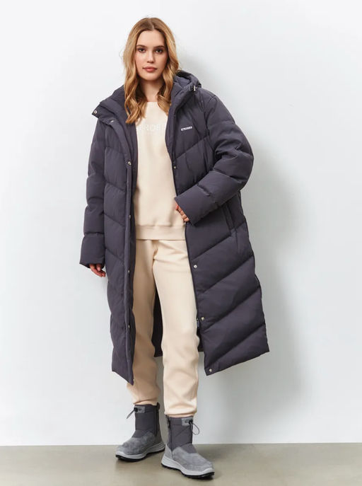 T3341-1 Пуховик удлиненный женский