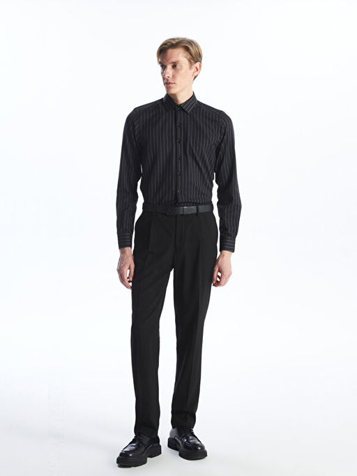 Slim Fit Uzun Kollu ?izgili Erkek G?mlek