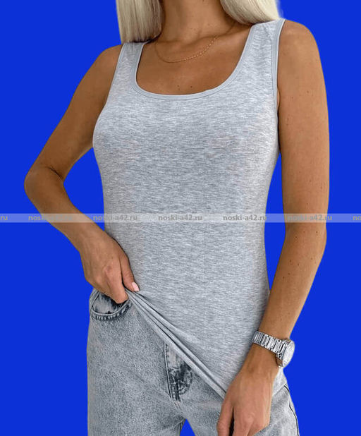 Цена за 1 шт. Майки женские Miss Emma Турция однотонные арт. 121 СЕРЫЕ