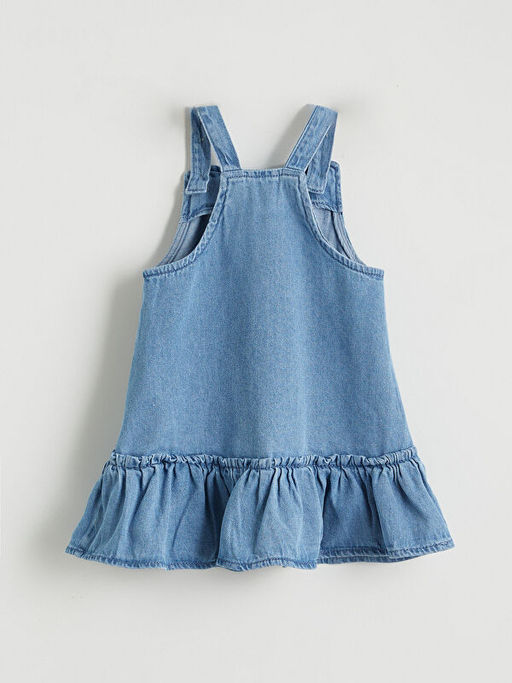 Kare Yaka ?i?ek Nak??l? K?z Bebek Jean Salopet