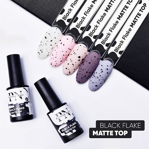 Топ матовый Black Flake с чёрными хлопьями - Patrisa nail фото 2