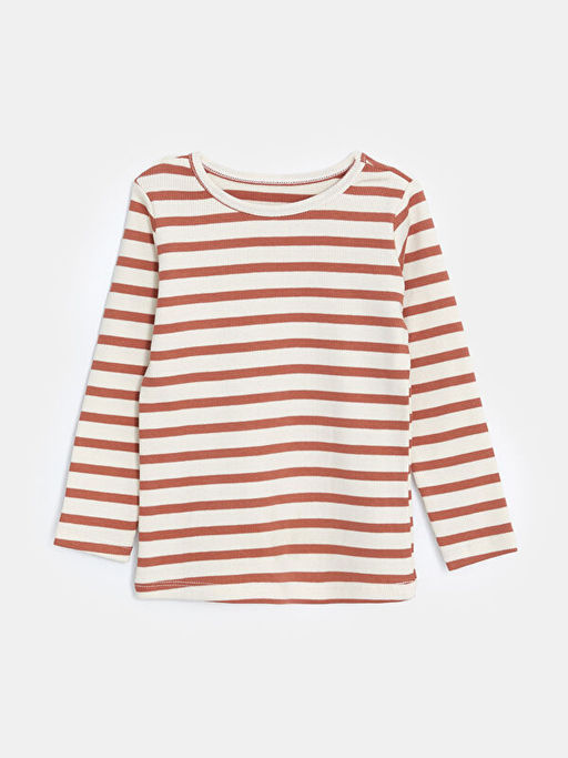 Bisiklet Yaka Uzun Kollu ?izgili Erkek Bebek Pijama Tak?m