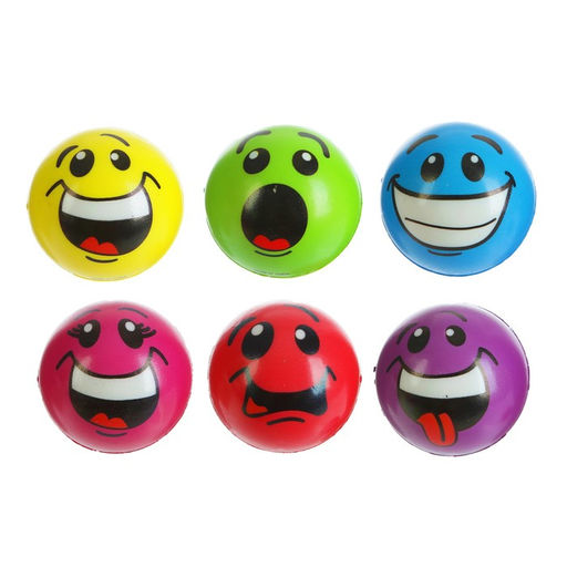 Цена за 12 шт. Мяч детский мягкий «Смайлики», 6.3 см, МИКС