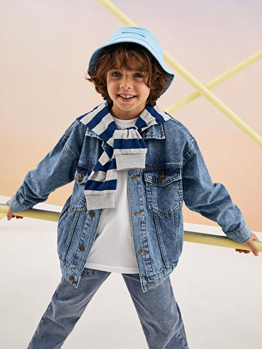 G?mlek Yaka Erkek ?ocuk Jean Ceket