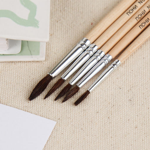 Кисти для масляной живописи 5 штук набор / 7676 /уп 24/480/1,2,3,4,5 - Галеонтрейд фото 2