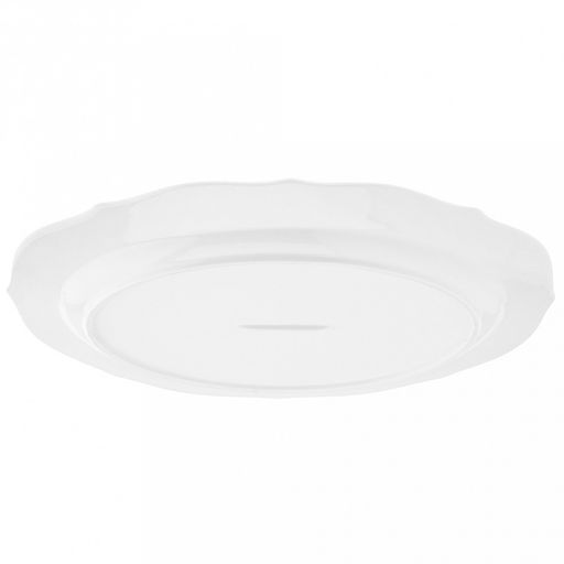 "Совершенство" Блюдо овальное фарфоровое 350х246х27мм, белый, рельефный декор, волнистый край (Китай)