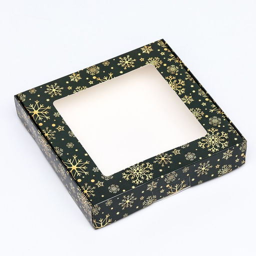 Цена за 5 шт. Коробка новогодняя складная «Праздничная ночь», 16×16×3 см