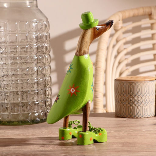 Сувенир «Утка в зеленой одежде с принтом», дерево, 13×9×27 см