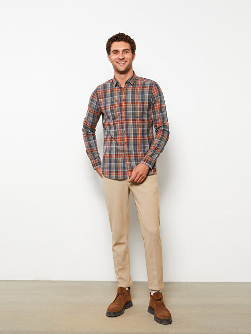 Slim Fit Uzun Kollu Ekose Erkek G?mlek