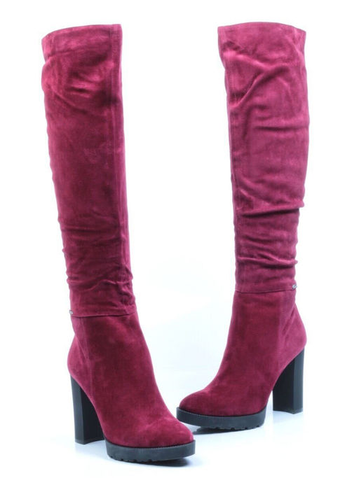 02-A163W-179X WINE Ботфорты зимние женские (натуральная замша, натуральный мех (еврозима))